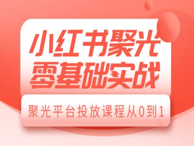 小红书聚光零基础实战，聚光平台投放课程从0到1-搞钱利器