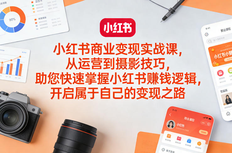 小红书商业变现实战课，从运营到摄影技巧，助您快速掌握小红书賺钱逻辑，开启属于自己的变现之路-搞钱利器