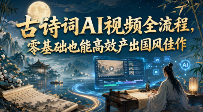 古诗词AI视频全流程，零基础也能高效产出国风佳作-搞钱利器