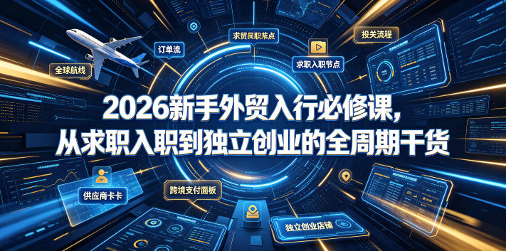 2026新手外贸入行必修课，从求职入职到独立创业的全周期干货-搞钱利器