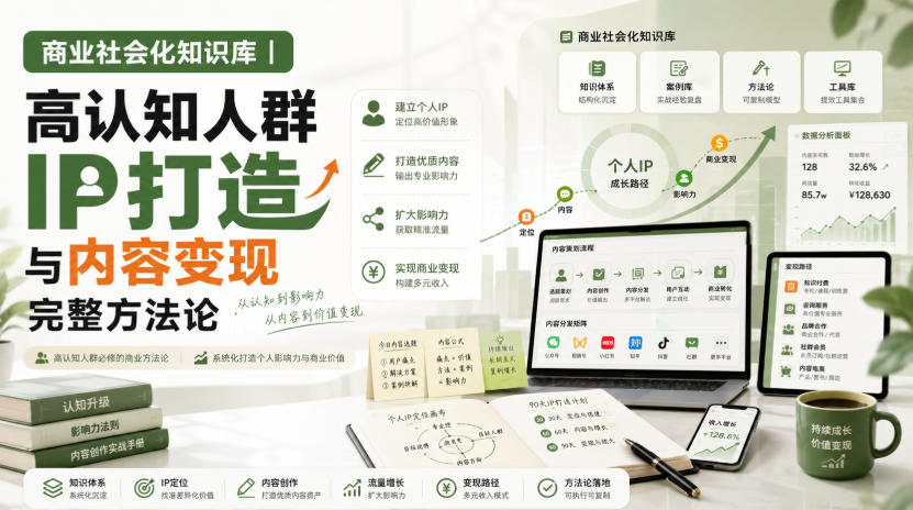 商业社会化知识库｜高认知人群IP打造与内容变现完整方法论【文档】-搞钱利器