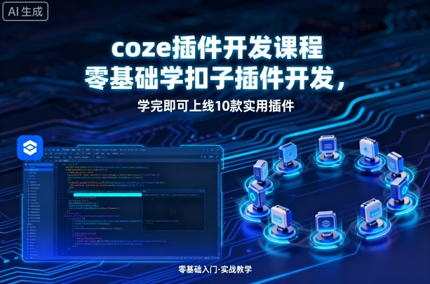 coze插件开发课程，零基础学扣子插件开发，学完即可上线10款实用插件-搞钱利器