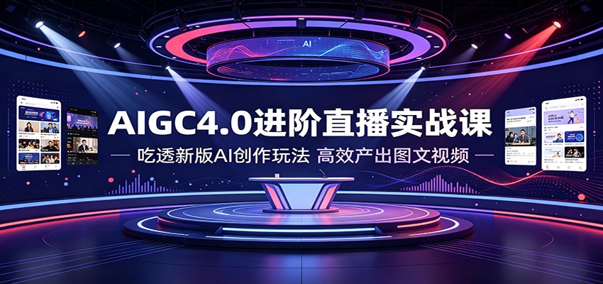 AIGC4.0进阶直播实战课：吃透新版AI创作玩法，高效产出图文视频-搞钱利器