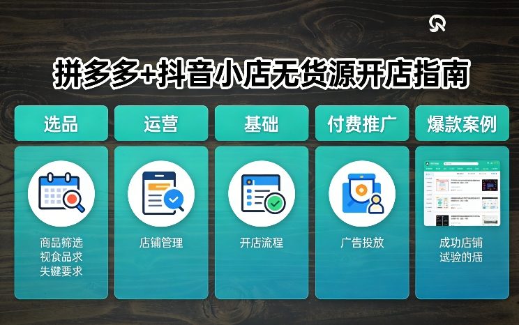 拼多多+抖音小店无货源开店，包括：选品、运营、基础、付费推广、爆款案例等(更新26年2月)-搞钱利器