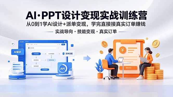 AI·PPT设计变现实战训练营，从0到1学AI设计+派单变现，学完直接接真实订单赚钱-搞钱利器