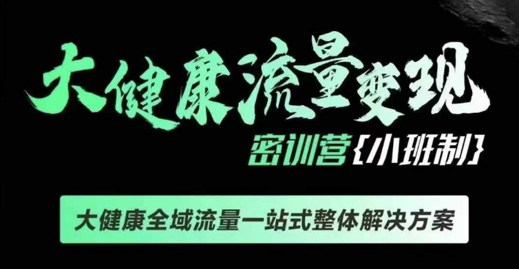 千万级大健康变现课线下课，大健康全域流量一站式整体解决方案-搞钱利器