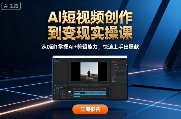 AI短视频创作到变现实操课，从0到1掌握AI+剪辑能力，快速上手出爆款(更新10月)-搞钱利器