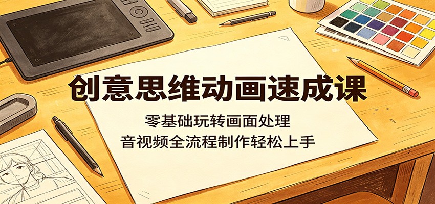创意思维动画速成课：零基础玩转画面处理，音视频全流程制作轻松上手-搞钱利器