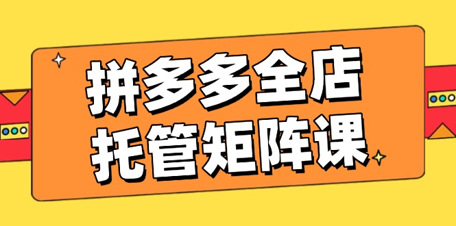 拼多多全店托管矩阵课，盈利动销玩法，高效计划设置，提升店铺效益-搞钱利器