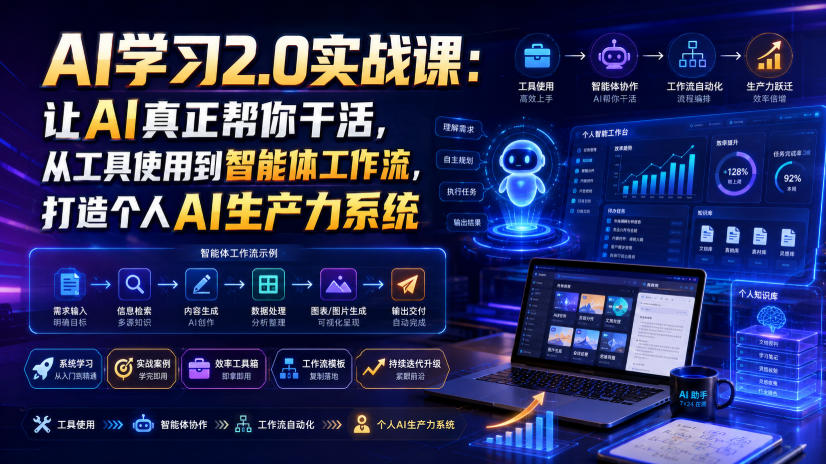 AI学习2.0实战课：让AI真正帮你干活，从工具使用到智能体工作流，打造个人AI生产力系统-搞钱利器