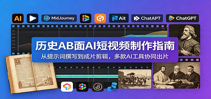 历史AB面AI短视频制作指南：从提示词撰写到成片剪辑，多款AI工具协同出片-搞钱利器