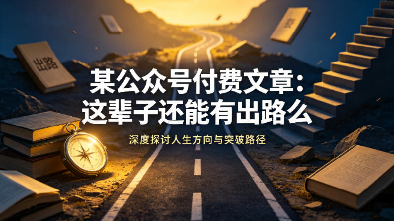 某公众号付费文章：这辈子还能有出路么-搞钱利器