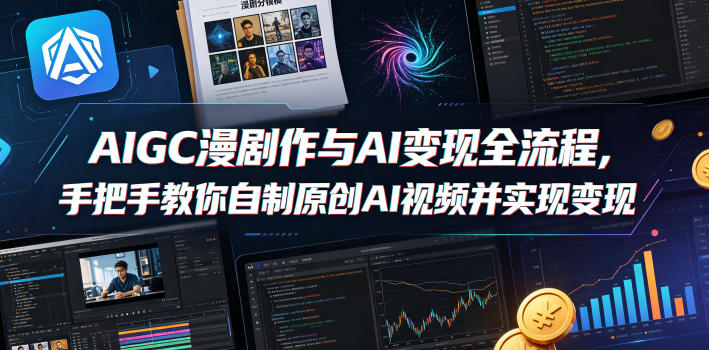 AIGC漫剧创作与AI变现全流程，手把手教你自制原创AI视频并实现变现-搞钱利器