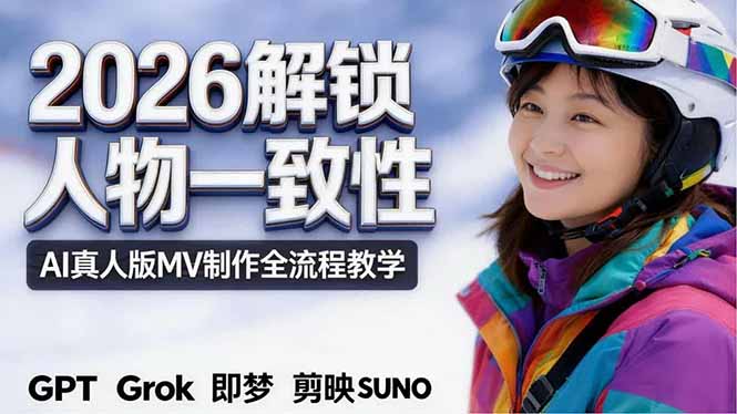 2026独创解锁人物一致性：AI真人版MV制作，不讲空话，不拼概念，全流程实操-搞钱利器
