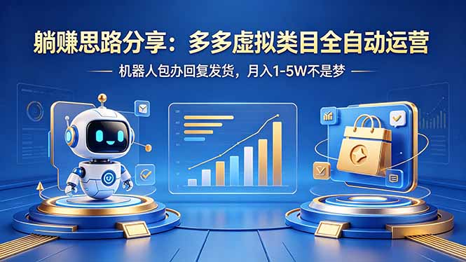 躺赚思路分享：多多虚拟类目全自动运营，机器人包办回复发货，月入 1-5W 不是梦-搞钱利器