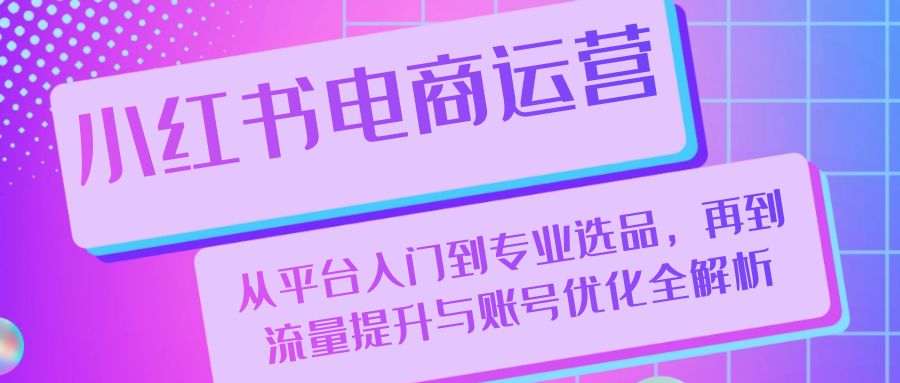 小红书电商运营：从平台入门到专业选品，再到流量提升与账号优化全解析-搞钱利器
