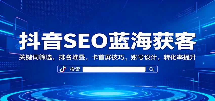 抖音SEO蓝海获客：关键词筛选，排名堆叠，卡首屏技巧，账号设计，转化率提升-搞钱利器