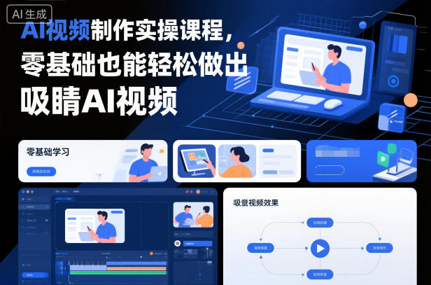 AI视频制作实操课程，零基础也能轻松做出吸睛AI视频-搞钱利器