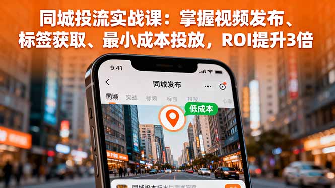 同城投流实战课：掌握视频发布、标签获取、最小成本投放，ROI提升3倍-搞钱利器