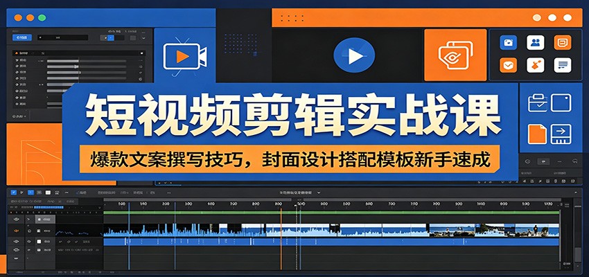 短视频剪辑实战课：爆款文案撰写技巧，封面设计搭配模板新手速成-搞钱利器