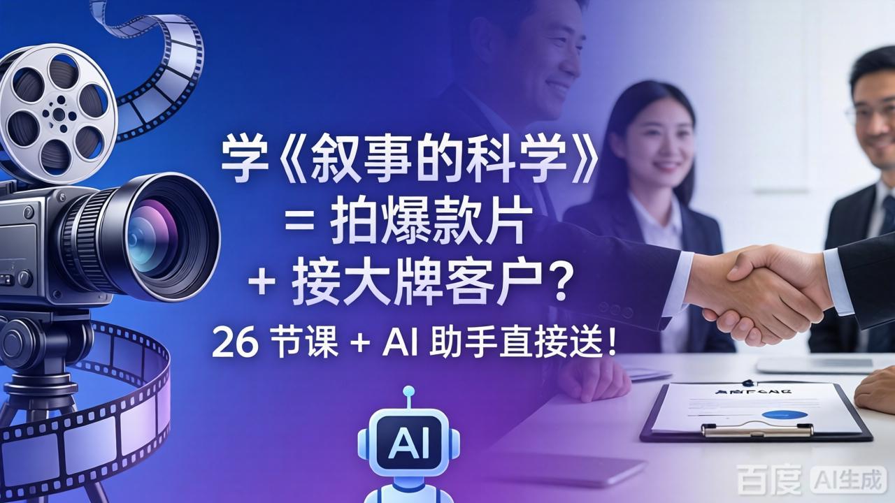 学《叙事的科学》= 拍爆款片 + 接大牌客户？26 节课 + AI 助手直接送！-搞钱利器
