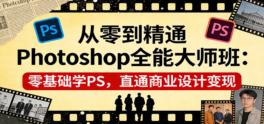 从零到精通Photoshop全能大师班：零基础学PS，直通商业设计变现-搞钱利器
