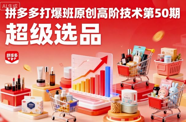 拼多多打爆班原创高阶技术第50期，超级选品-搞钱利器