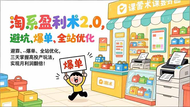 淘系盈利术2.0，避坑、爆单、全站优化，三天掌握高投产玩法，实现月利润翻倍！-搞钱利器