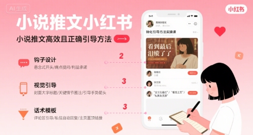 小说推文小红书高转化引导方法实操课，小说推文高效且正确引导方法-搞钱利器