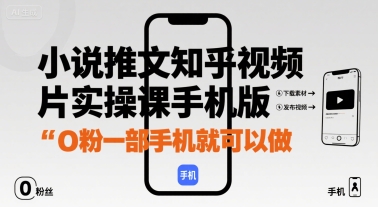 小说推文知乎视频图片实操课手机版，0粉一部手机就可以做-搞钱利器