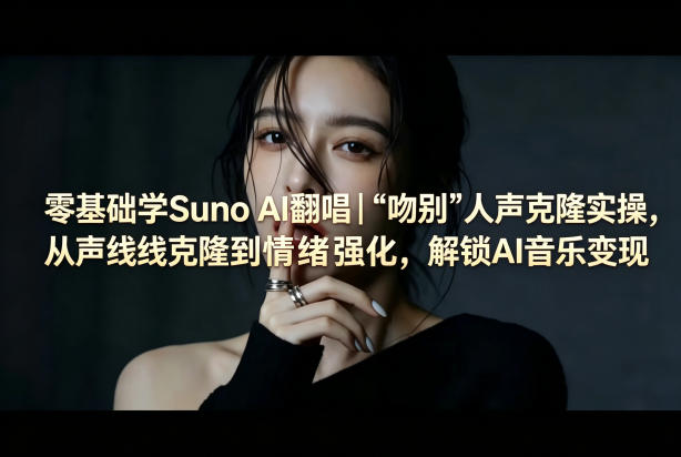 零基础学Suno AI翻唱｜《吻别》人声克隆实操，从声线克隆到情绪强化，解锁AI音乐变现-搞钱利器