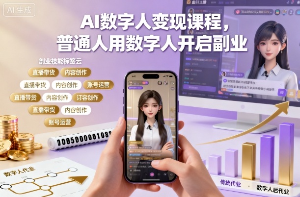 AI数字人变现课程,普通人用数字人开启副业-搞钱利器