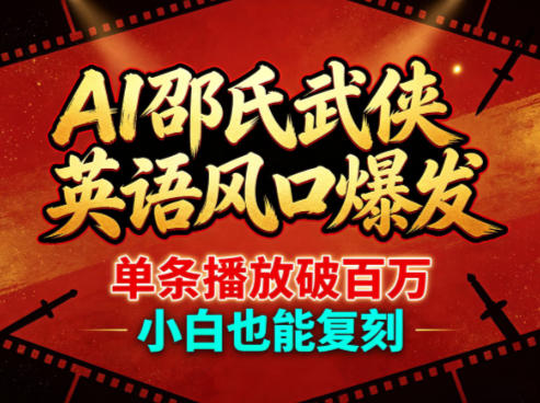 AI邵氏武侠英语风口爆发，单条播放破百万，小白也能复刻-搞钱利器