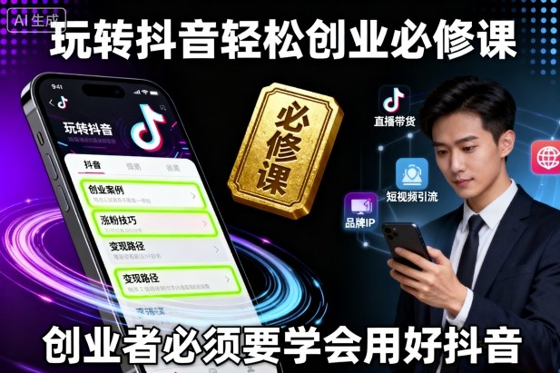 玩转抖音轻松创业必修课，创业者必须要学会用好抖音-搞钱利器