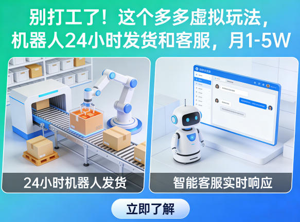 别打工了！这个多多虚拟玩法，机器人24小时发货和客服，月1-5W【揭秘】-搞钱利器