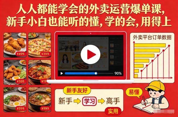 人人都能学会的外卖运营爆单课，新手小白也能听的懂，学的会，用得上-搞钱利器