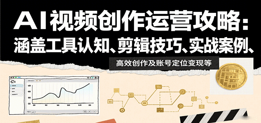 AI视频创作运营攻略：涵盖工具认知、剪辑技巧、实战案例、高效创作及账号定位变现等-搞钱利器
