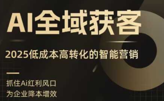 AI全域获客实训营，2025低成本高转化的智能营销，精准找客，高效营销-搞钱利器