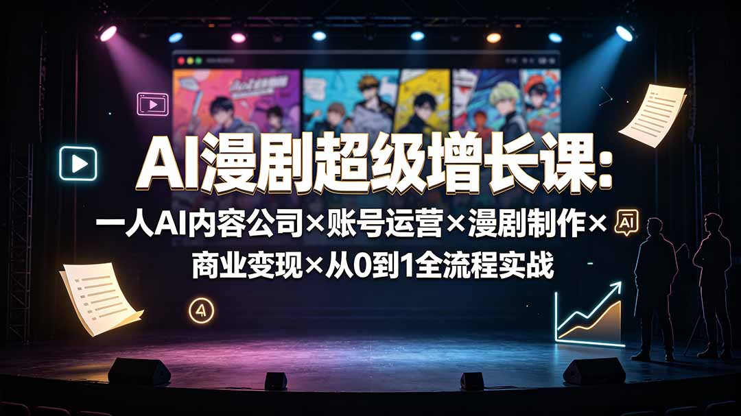 AI漫剧超级增长课：一人AI内容公司×账号运营×漫剧制作×商业变现×从0到1全流程实战-搞钱利器