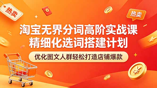 淘宝无界分词高阶实战课 精细化选词搭建计划 优化图文人群轻松打造店铺爆款-搞钱利器