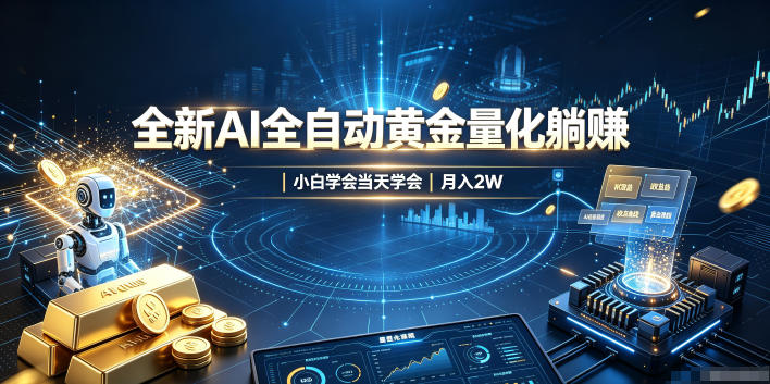 全新AI全自动黄金量化躺賺：小白学会当天学会，月入2W！【揭秘】-搞钱利器