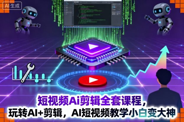 短视频Ai剪辑全套课程，玩转AI+剪辑，AI短视频教学小白变大神-搞钱利器