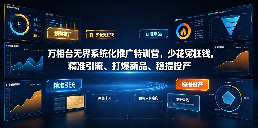 万相台无界系统化推广特训营VI0.0，少花冤枉钱，精准引流、打爆新品、稳提投产(全程录音+字幕)-搞钱利器