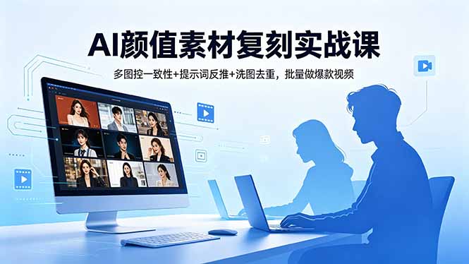 AI颜值素材复刻实战课，多图控一致性+提示词反推+洗图去重，批量做爆款视频-搞钱利器