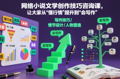 网络小说文学创作技巧咨询课,让大家从“懂行情”提升到”会写作”的高度-搞钱利器