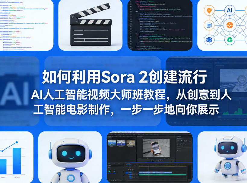 如何利用Sora 2创建流行AI人工智能视频大师班教程，从创意到人工智能电影制作，一步一步地向你展示-搞钱利器