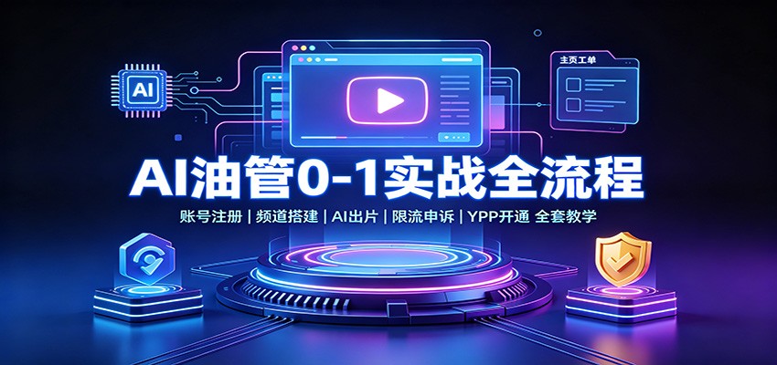 AI油管0-1实战：账号注册频道搭建，AI出片，限流申诉，YPP开通全套教学-搞钱利器