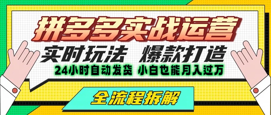 拼多多最新实战运营高投产：长久稳定项目，单店利润一天三位数-搞钱利器