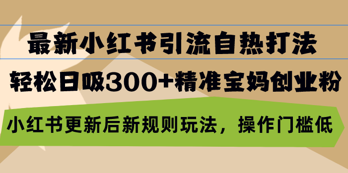 最新小红书引流自热打法，轻松日吸300+精准宝妈创业粉，小红书更新后新…-搞钱利器