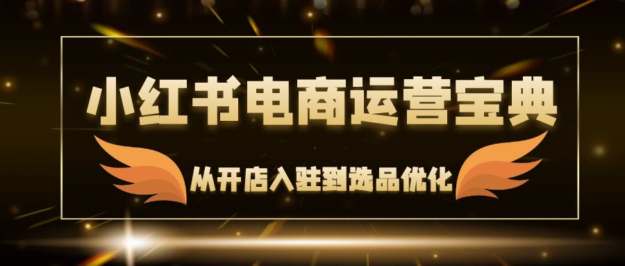小红书电商运营宝典：从开店入驻到选品优化，一站式解决你的电商难题-搞钱利器